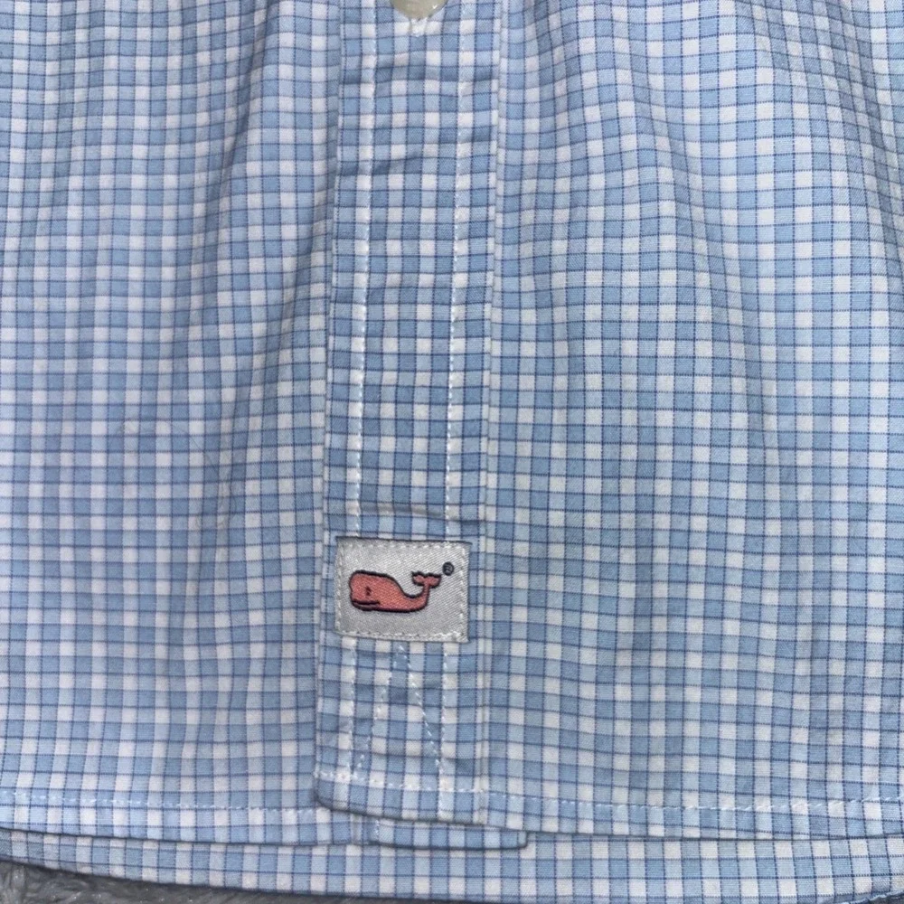 Vineyard Vines Performance Slim Fit Murray Shirt Lg White Blue Check Plaid - Picture 2 of 7